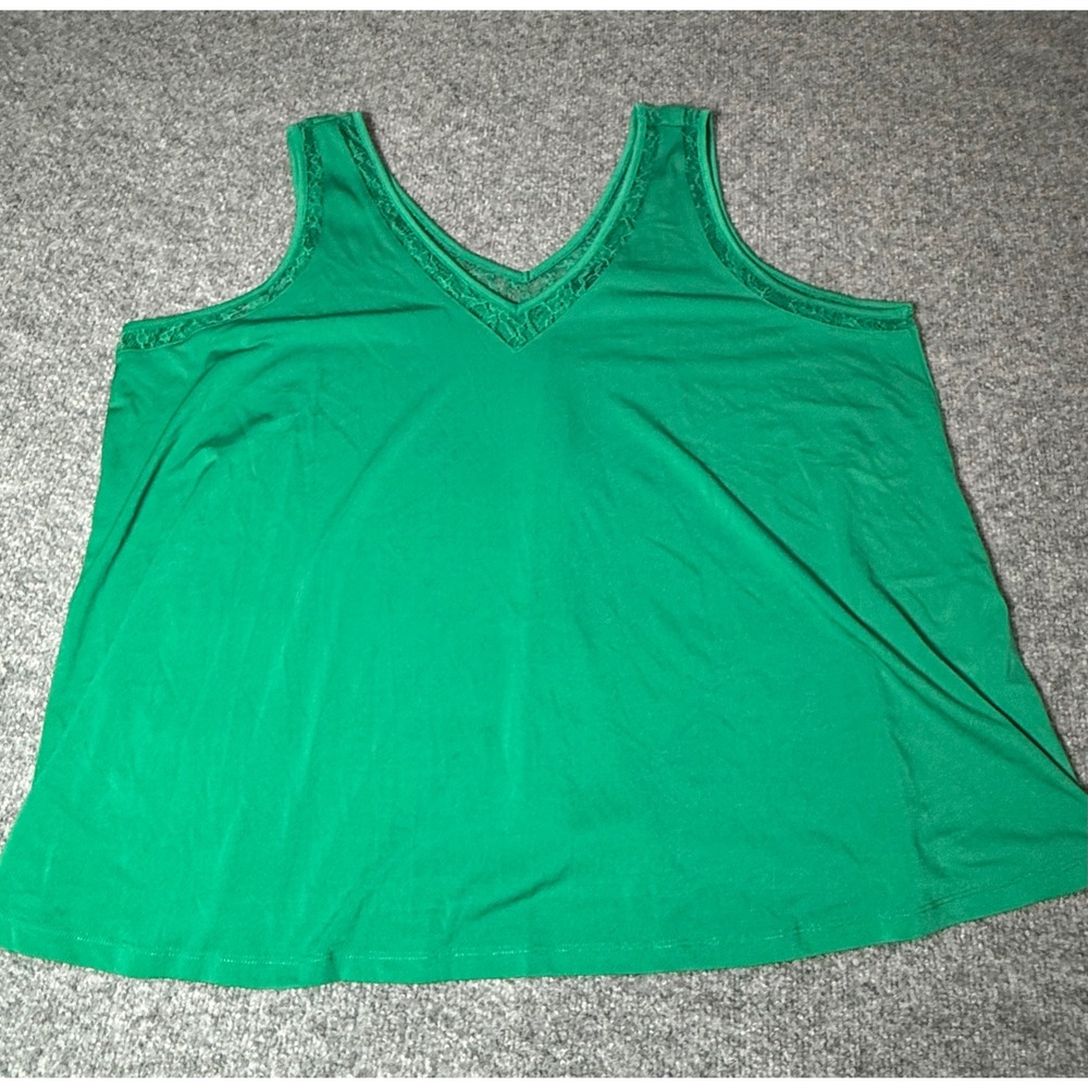 Torrid Green Sleeveless Lace Trim V-Neck Tank Top Plus Size